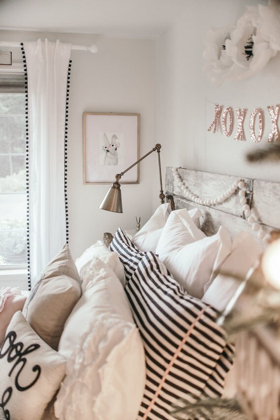 Pom Pom Curtain, Pom Pom Decor, Tassel Curtain, Cafe curtain panel , or Valance Order, Pom Trimmed C | Etsy (US)