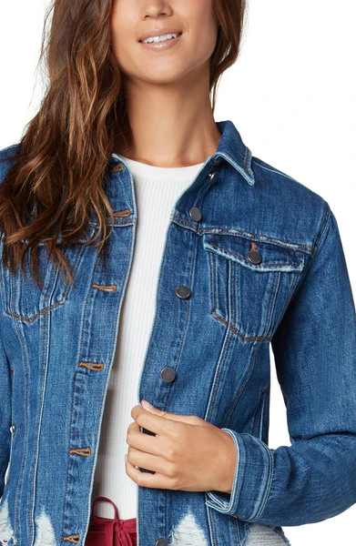 CLASSIC DENIM JACKET WITH SHREDDED HEM | Liverpool Jeans