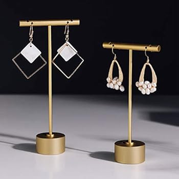 GemeShou Gold Metal Single Pair T Bar Earring Retail Display Stand for Show, Tabletop Jewelry Tow... | Amazon (US)