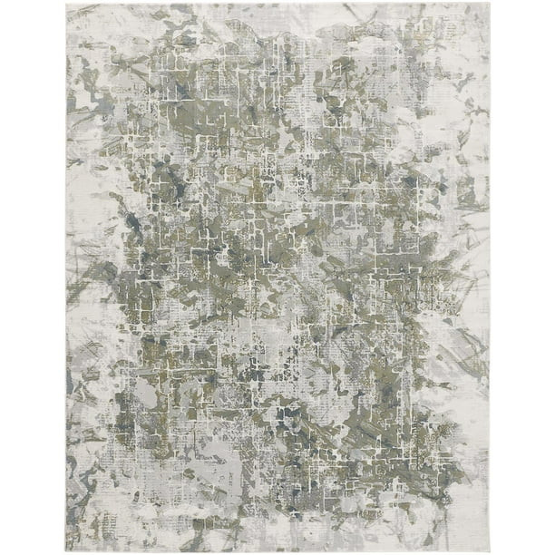 Halton Contemporary Abstract Rug, Silver Gray/Green, 8ft x 10ft Area Rug | Walmart (US)