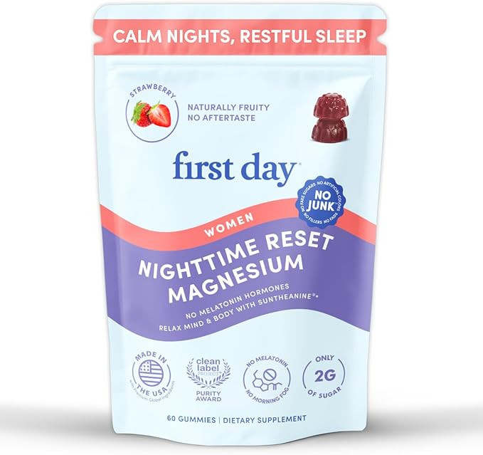 First Day Women\u2019s Nighttime Reset Calming Magnesium Gummies \u2013 Sleep Aid Supports Peacef... | Amazon (US)