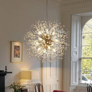 Calzada Decor 12-Light Gold Dandelion Firework Chandelier | The Home Depot