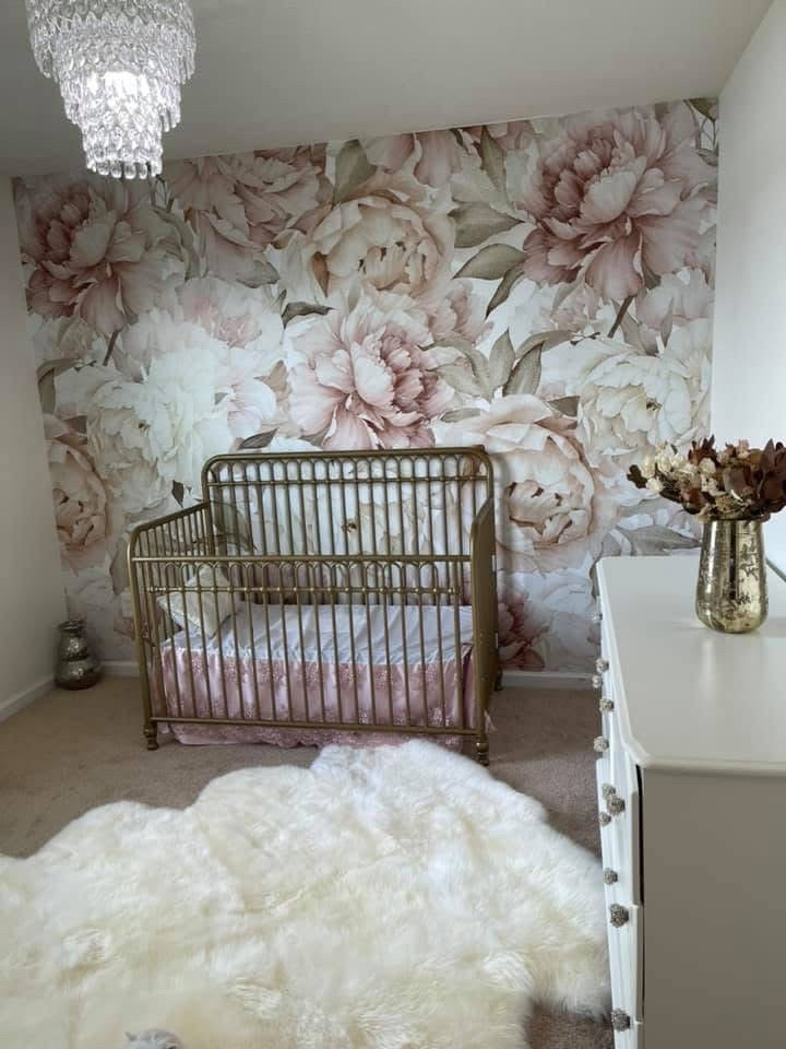 Little girl nursery inspo 😍😍😍🌸🌸I just saw the wallpaper & crib I used in our first home are both on sale!! 

Peel & stick wallpaper too!! Much easier to apply & remove 🙌🏻

#LTKFamily #LTKHome #LTKBaby