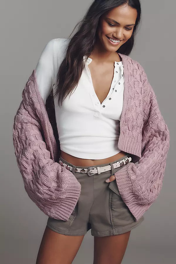 By Anthropologie Crop Cable-Knit Cardigan Sweater | Anthropologie (US)