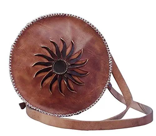 Bag Round Leather Crossbody Shoulder, Purse Brown Cross Body Tote Satchel Women Handbag Canteen B... | Amazon (US)