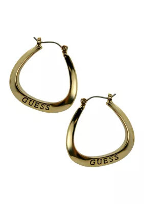 Tube Hoop Guess Engraved Earrings, Gold, 16 in | Belk