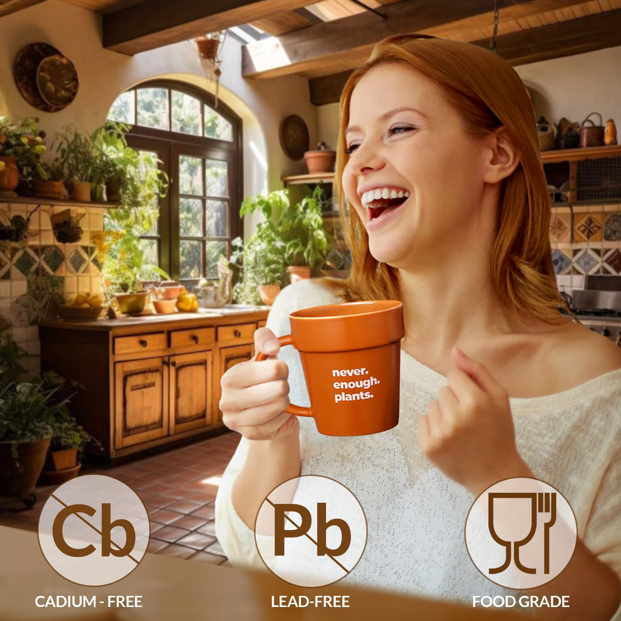 VELENTI Plant Pot Mug - Plant Lover Mug with Metallic Shovel Ornament - Fancy Garden Lover Gifts ... | Amazon (US)