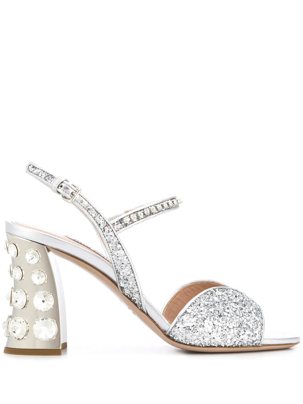 Sandália com detalhe de brilho e salto 95mm | FarFetch BR