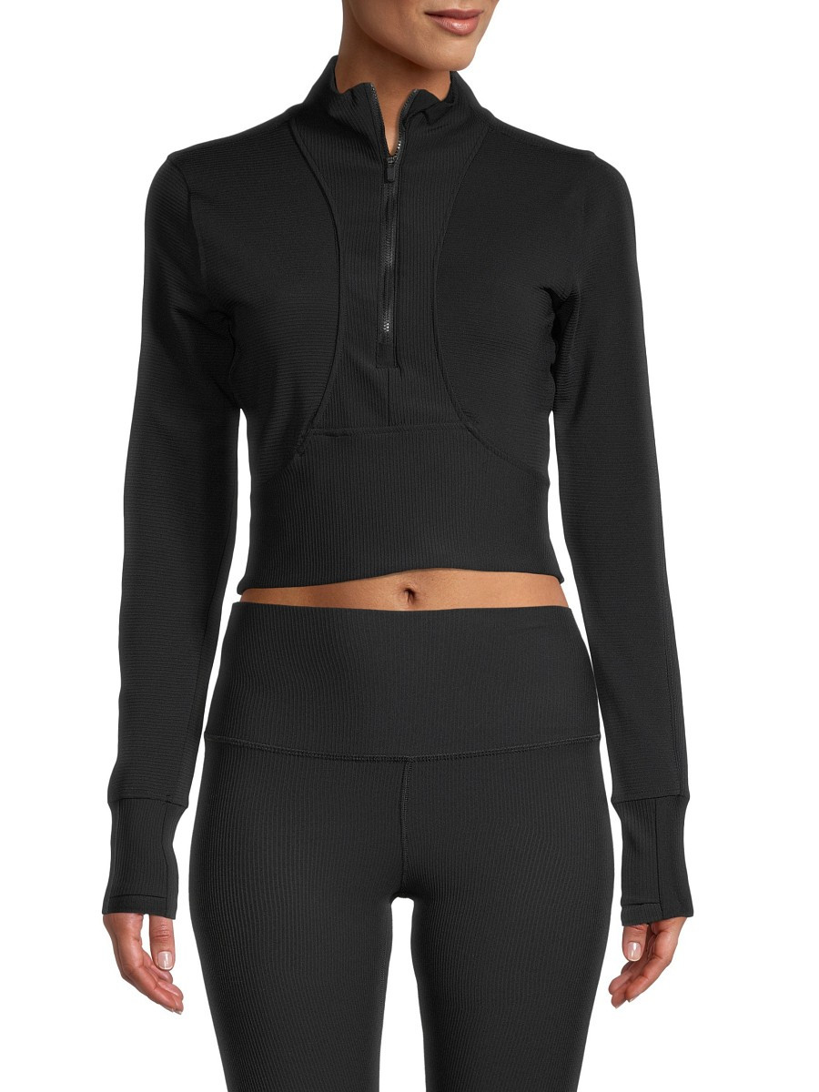 90 Degree by Reflex Women's Interlink Ribbed Cropped Top - Black - Size XS | Saks Fifth Avenue OFF 5TH