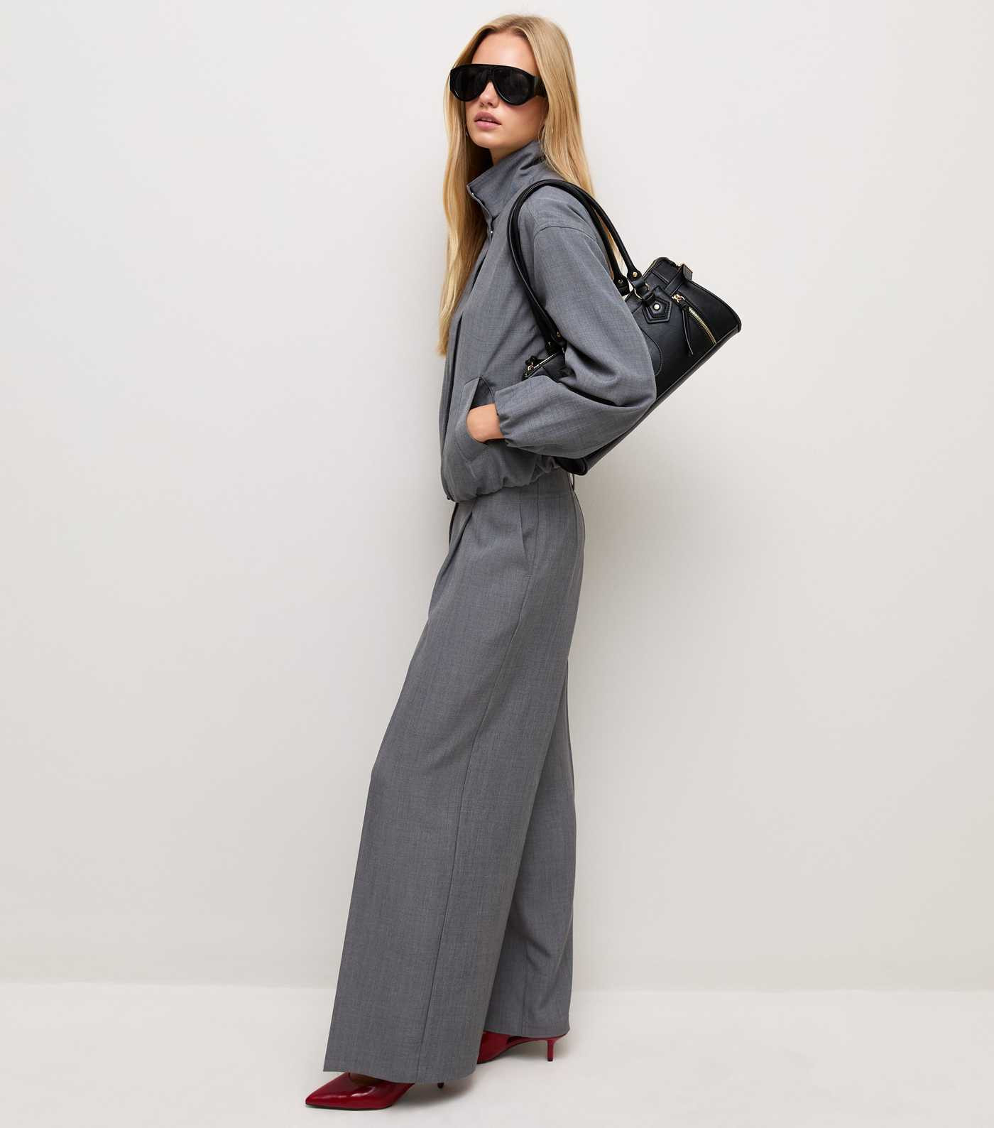 Grey High Neck Bubble Hem Jacket | New Look | New Look (UK)