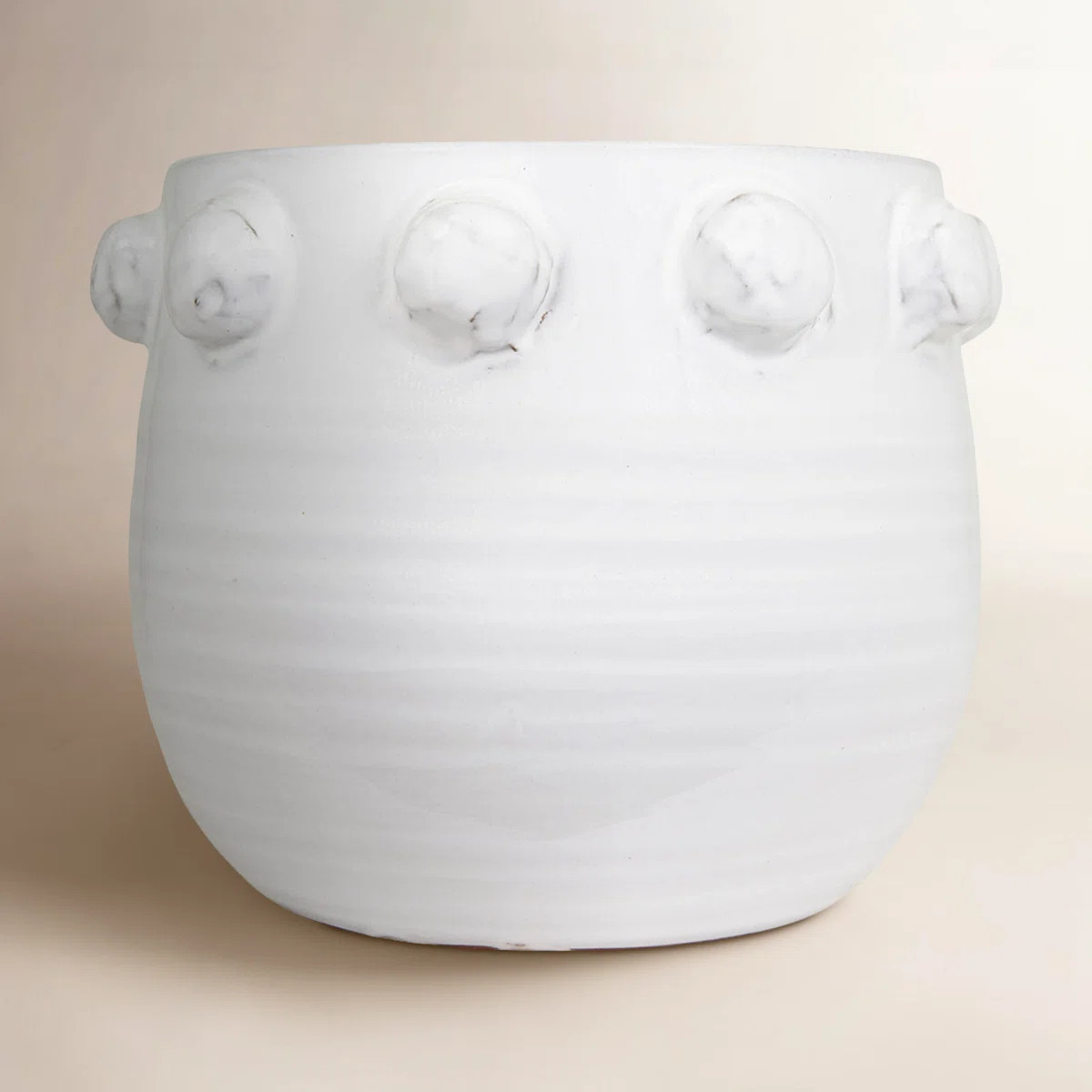 Round Terra-cotta Planter with Raised Dots Design | Wayfair North America