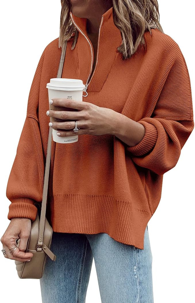 Imily Bela Womens Tunic Sweater Fall Long Sleeve 1/4 Zip Pullover Sweaters Oversized Slouchy Ribb... | Amazon (US)