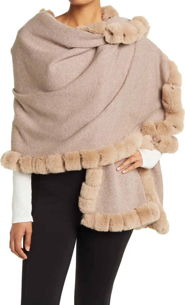 La Fiorentina Faux Fur Trim Wrap Scarf | Nordstrom | Nordstrom