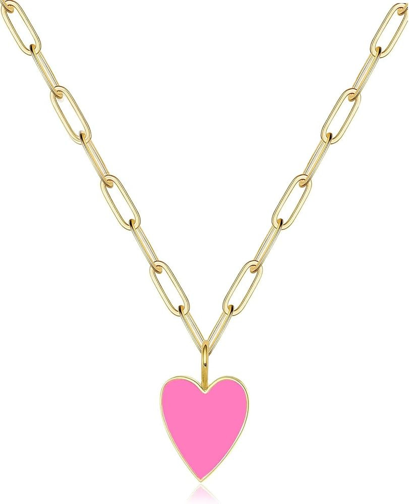 Heart Necklaces for Women Trendy, Preppy Jewelry 14K Gold Plated Stainless Steel Paperclip Neckla... | Amazon (US)