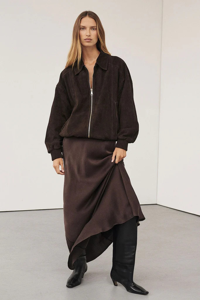 DALTON BITTER CHOC SUEDE BOMBER | DISSH