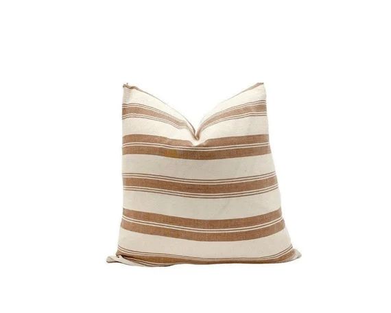 PIPPA  Brown Rust Designer Stripe Pillow Cover - Etsy | Etsy (US)