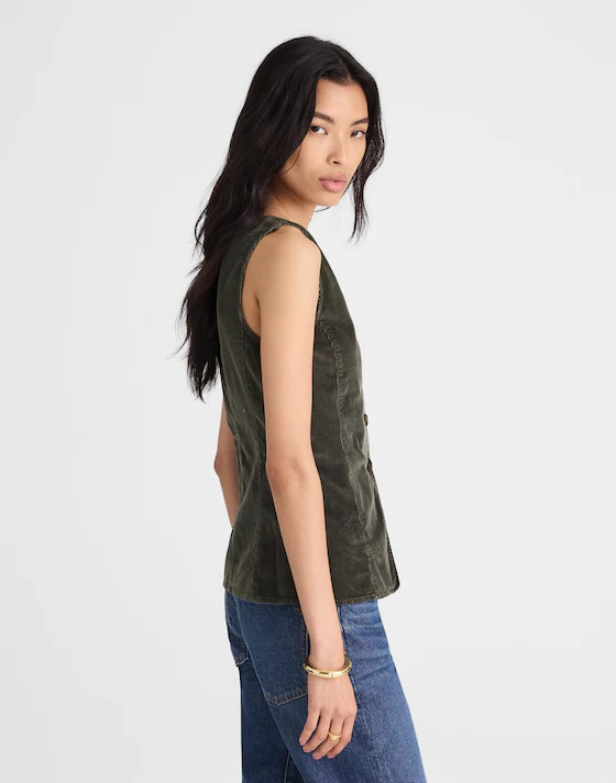 V-Neck Cutaway Vest in Corduroy | Madewell