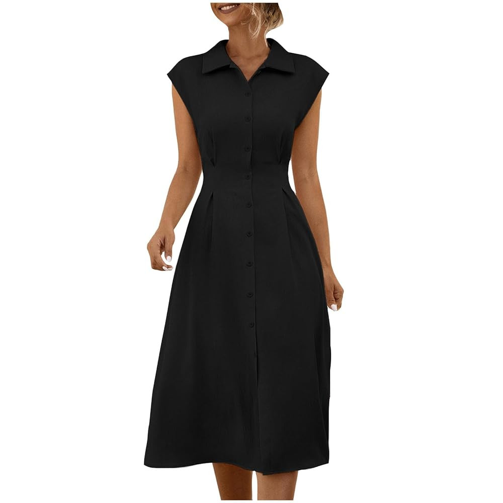 Wedding Guest Dresses for Women Sleeveless Slim Fit Tummy Control Bodycon Formal Button Down Busi... | Amazon (US)