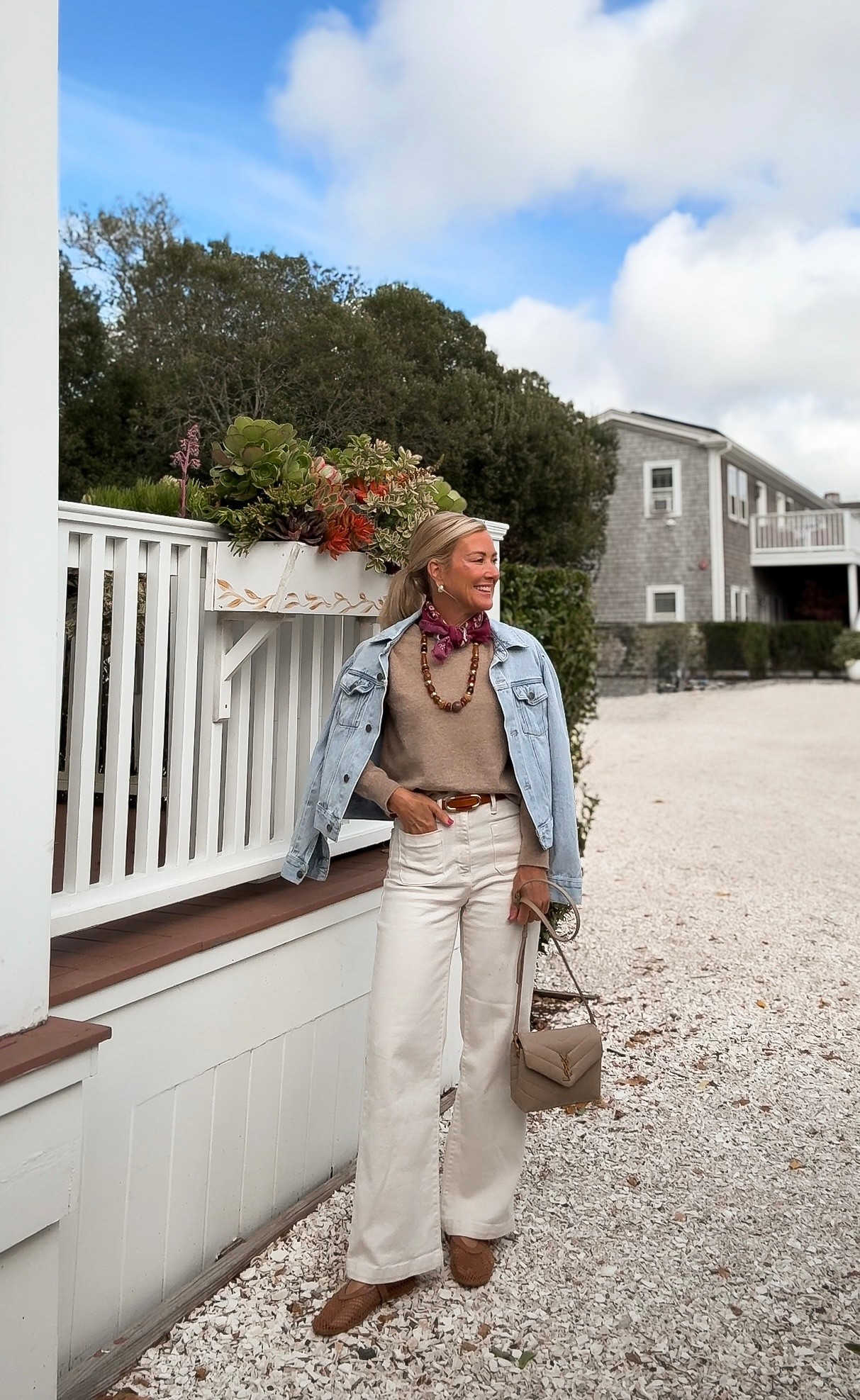 Fall layers in nantucket 
Wearing 26 denim & small sweater & jacket. Adore this scarf & statement necklace, perfect fall accessories!

#LTKTravel #LTKOver40