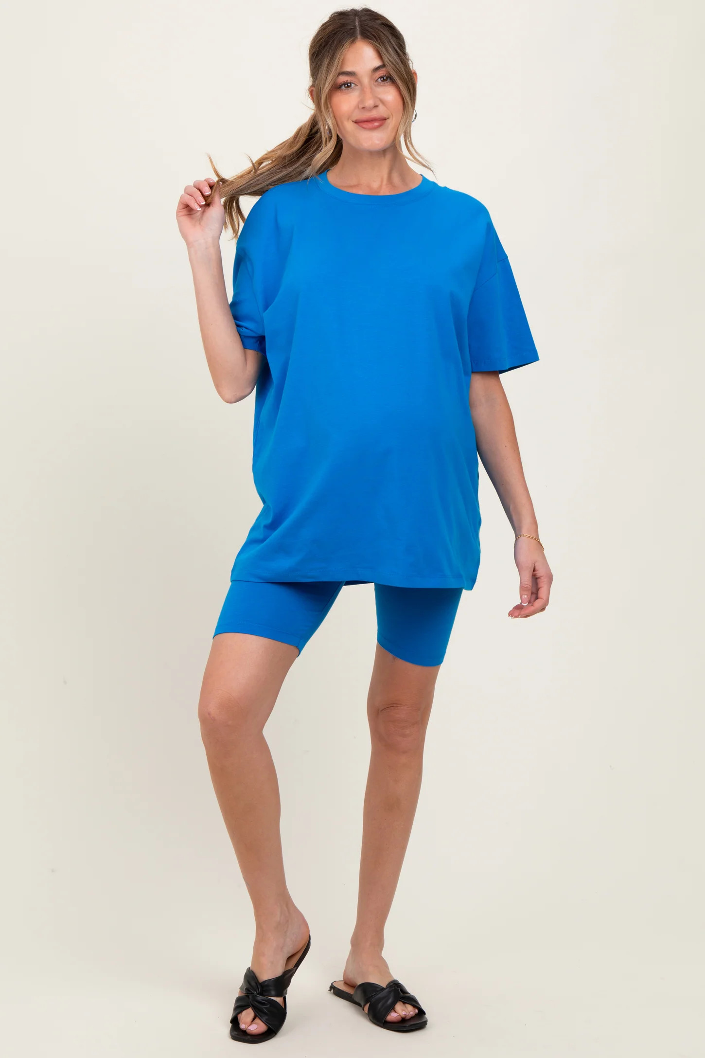 Aqua Biker Shorts Maternity Set | PinkBlush Maternity