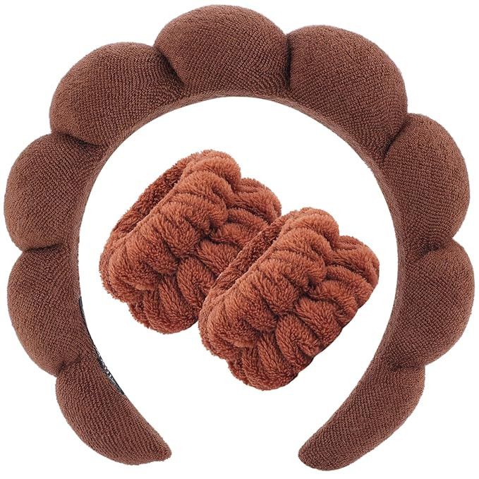 Zkptops Spa Headband for Washing Face Wristband Set Sponge Makeup Skincare Terry Cloth Bubble Sof... | Amazon (US)