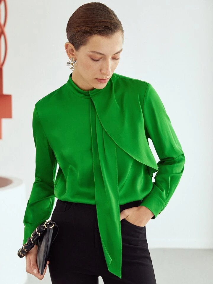 MOTF PREMIUM VISCOSE DRAPED BLOUSE | SHEIN