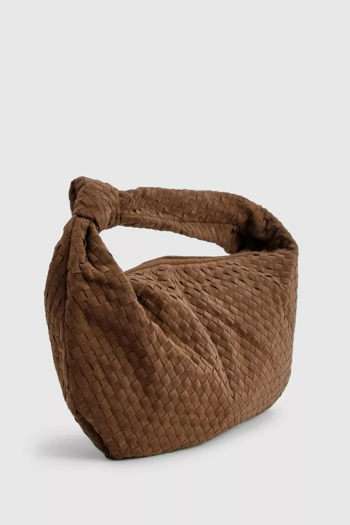 Faux Suede Knot Oversized Shoulder Bag | boohoo (US & Canada)