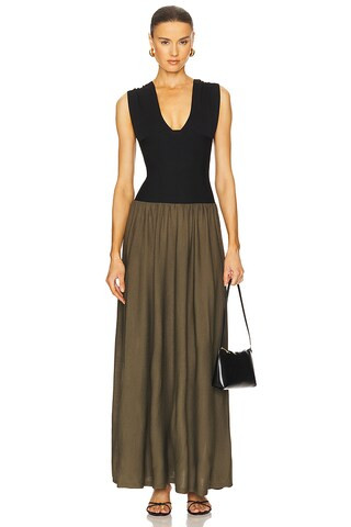 WeWoreWhat Deep V Corset Maxi Dress in Black & Fern from Revolve.com | Revolve Clothing (Global)