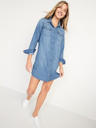 Western Jean Shirt Dress for Women | Old Navy (US)
