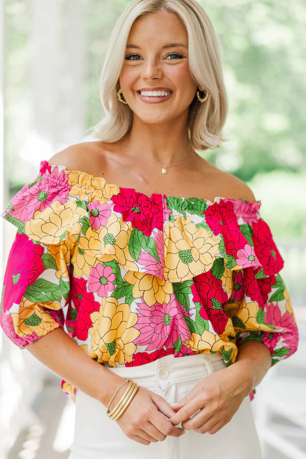Back To Good Fuchsia Pink Floral Blouse | The Mint Julep Boutique