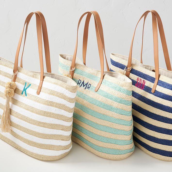 Striped Straw Tassel Beach Tote | Mark and Graham