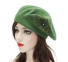 ZLYC Womens French Beret hat, Reversible Solid Color Cashmere Mosaic Warm Beret Cap for Girls | Amazon (US)