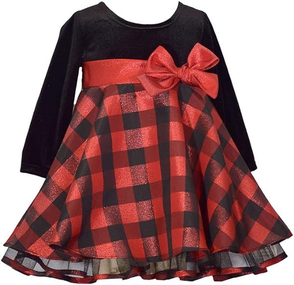 Bonnie Jean Holiday Christmas Dress - Buffalo Check Dress for Baby Toddler and Little Girls | Amazon (US)