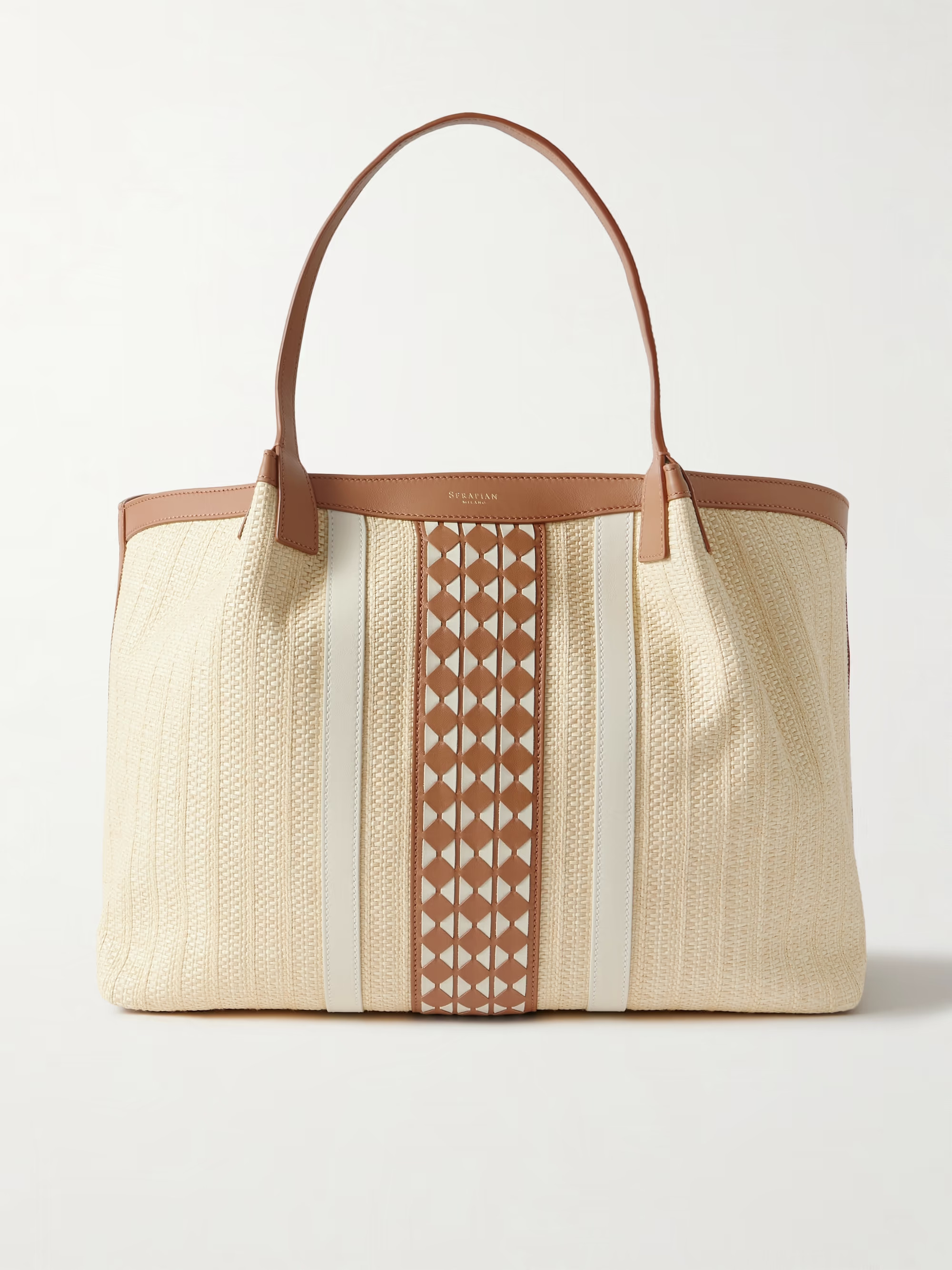 Secret leather-trimmed woven raffia tote | NET-A-PORTER (US)