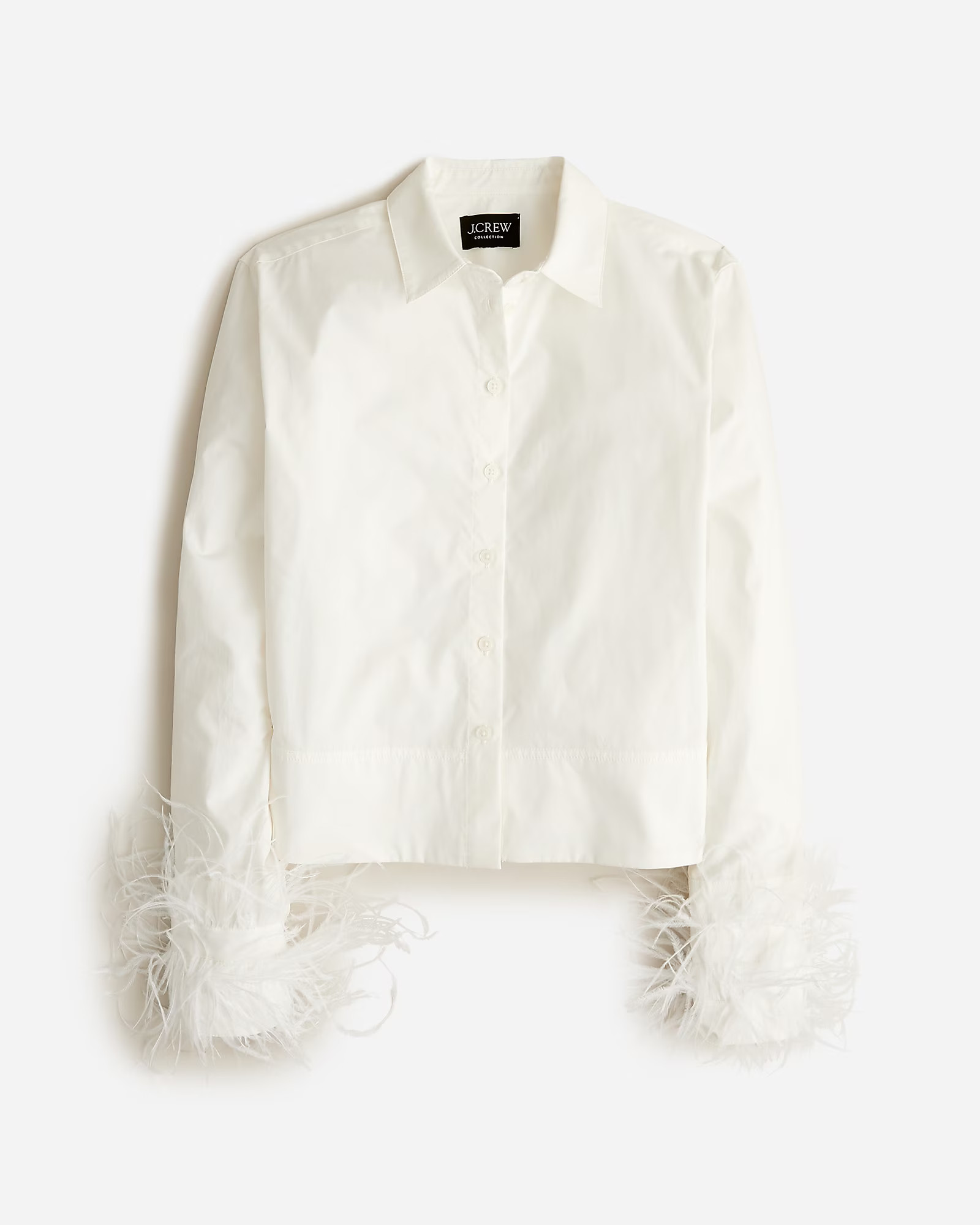 Collection cropped feather-trim garçon shirt | J. Crew US