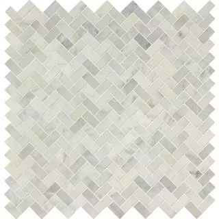 MSI Arabescato Carrara Herringbone 12.25 in. x 12.75 in. Honed Marble Look Floor and Wall Tile (9... | The Home Depot
