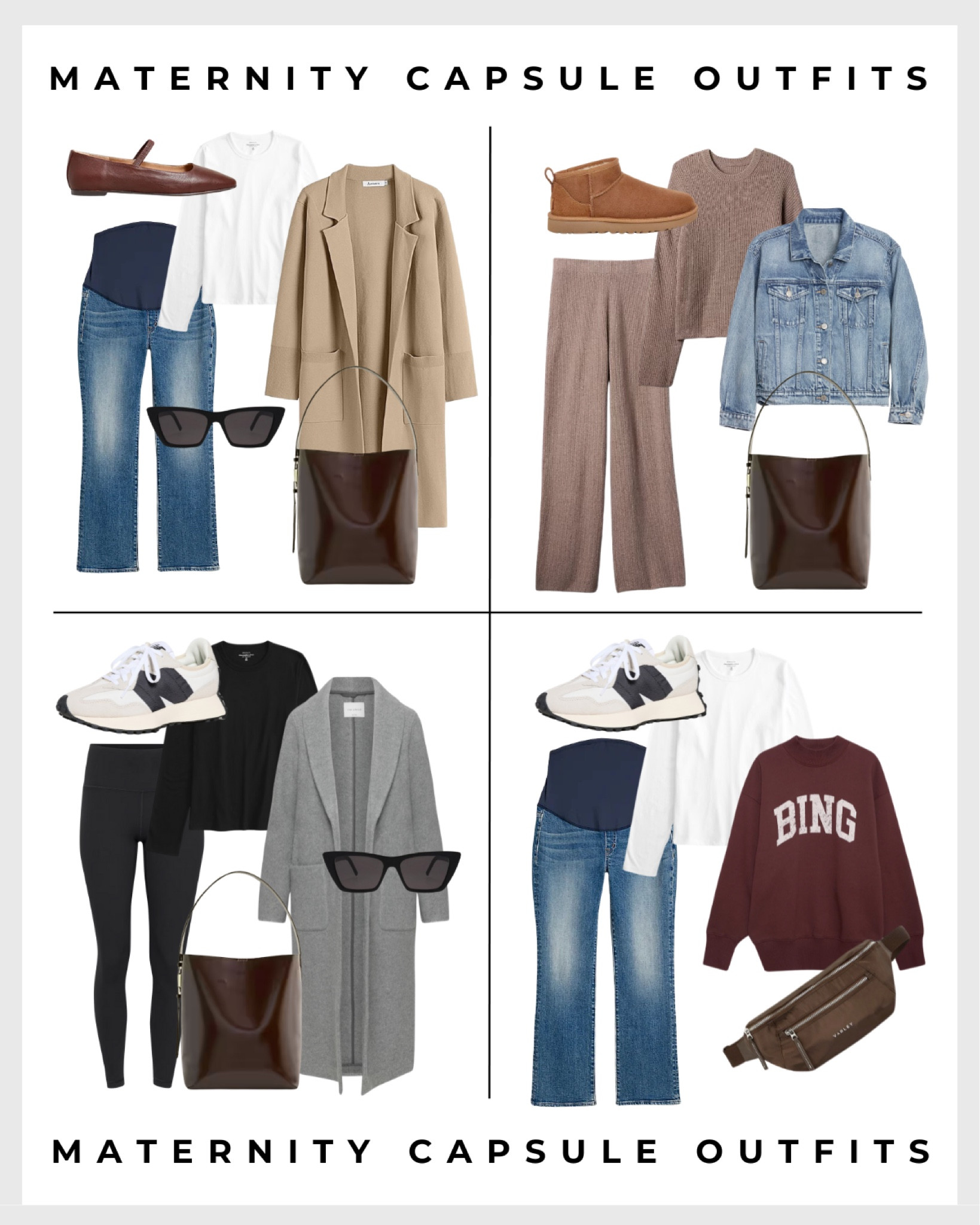 4 fall maternity capsule outfits 

Fall style / fall fashion / coatigan / denim jacket / sweatshirt / matching set / leggings / white long sleeve / black long sleeve / ballet flats / Uggs / sneakers / belt bag / leather bag / elevated style / maternity friendly 

#LTKBump #LTKSeasonal #LTKStyleTip