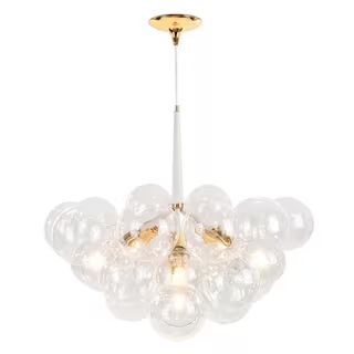 Alma 6-Light Gold Chandelier with 18 Clear Bubble Glass Shades | The Home Depot