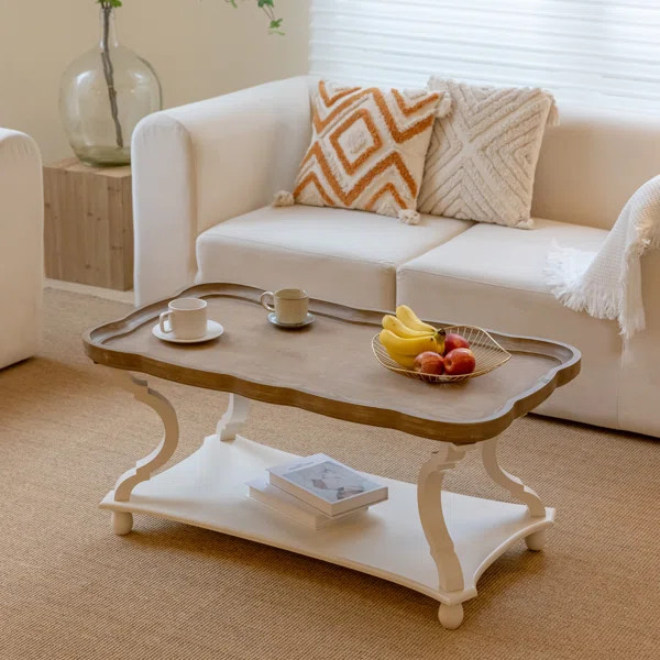 Plaisance Rustic Farmhouse Cottage Core Coffee Table Natural Tray Top Sofa Table for Family, Dinn... | Wayfair North America