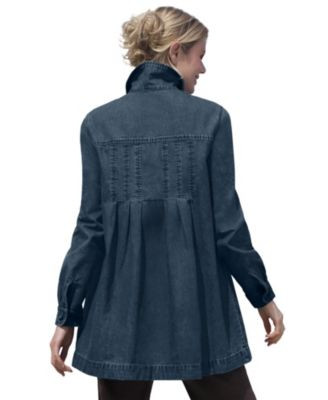 Woman Within Plus Size Within Pleat-Back Denim Jacket - Pine | Macy's