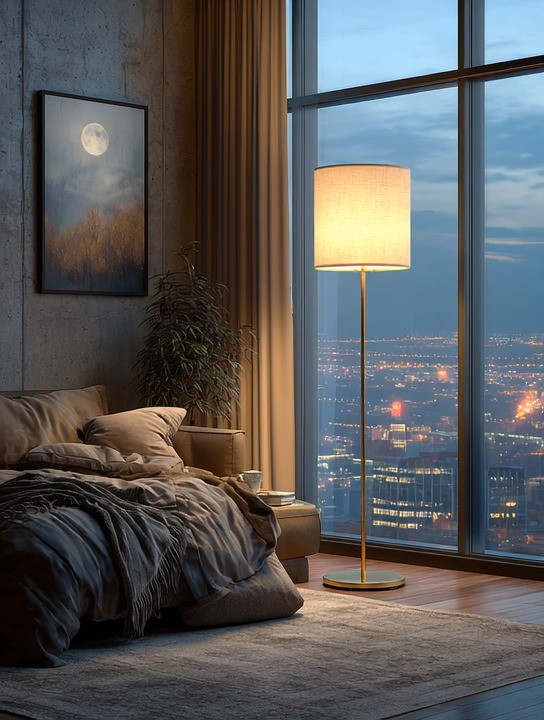 The most beautiful rooms don't rely on one source of light.

They layer it.

During the day, this elegant floor lamp acts as a sculptural piece, adding height, warmth, and balance to the room. The slim gold base introduces a touch of understated luxury, while the ivory shade keeps the look soft and timeless.

But at night?

That's when the magic happens.

As the city lights begin to sparkle outside, the lamp creates a warm glow that softens the room and enhances the view rather than competing with it. This is the essence of layered lighting—a gentle light source that creates atmosphere, highlights textures, and makes a space feel welcoming and lived in.

At Elegant & Driven, we're strong believers in layered lighting because overhead lights alone can never create the same feeling.

A floor lamp beside a reading chair.
A table lamp on a nightstand.
Soft accent lighting throughout the room.

These layers transform a house into a home.

✨ Gold for warmth.
✨ Ivory for softness.
✨ Layered lighting for atmosphere.

And when paired with a beautiful evening view, the result feels like a luxury hotel suite you'll never want to leave.

What do you prefer—city lights at night or sunshine pouring through the windows during the day?

#FloorLamp #LayeredLighting #ElegantAndDriven #BedroomDecor #LuxuryInteriors 

 #LTKHome