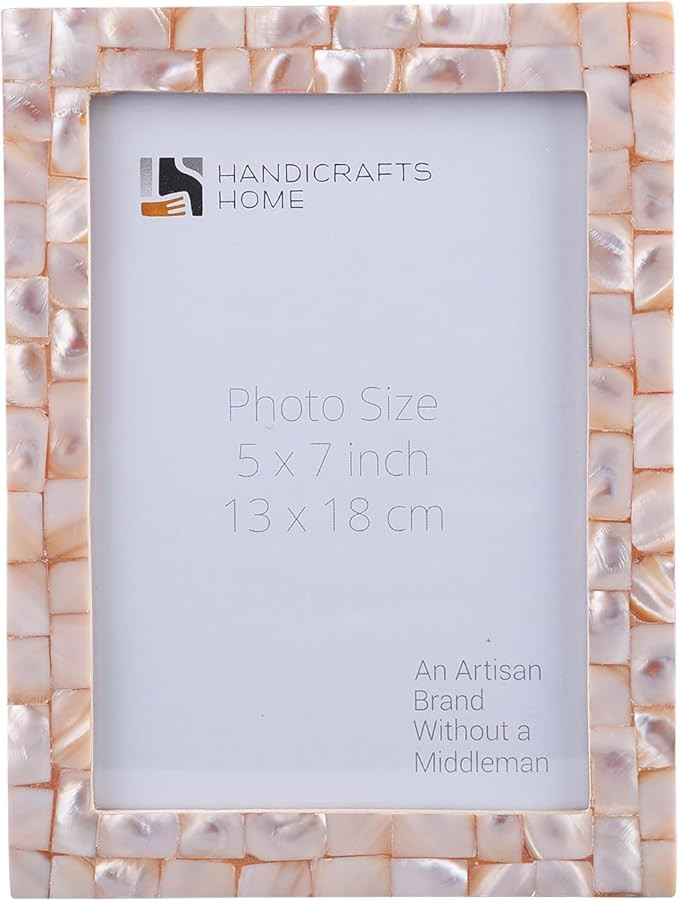 Mother of Pearl Picture Frame 5x7, Decorative Photo Frame for Tabletop or Wall, Handmade Shell Mo... | Amazon (US)