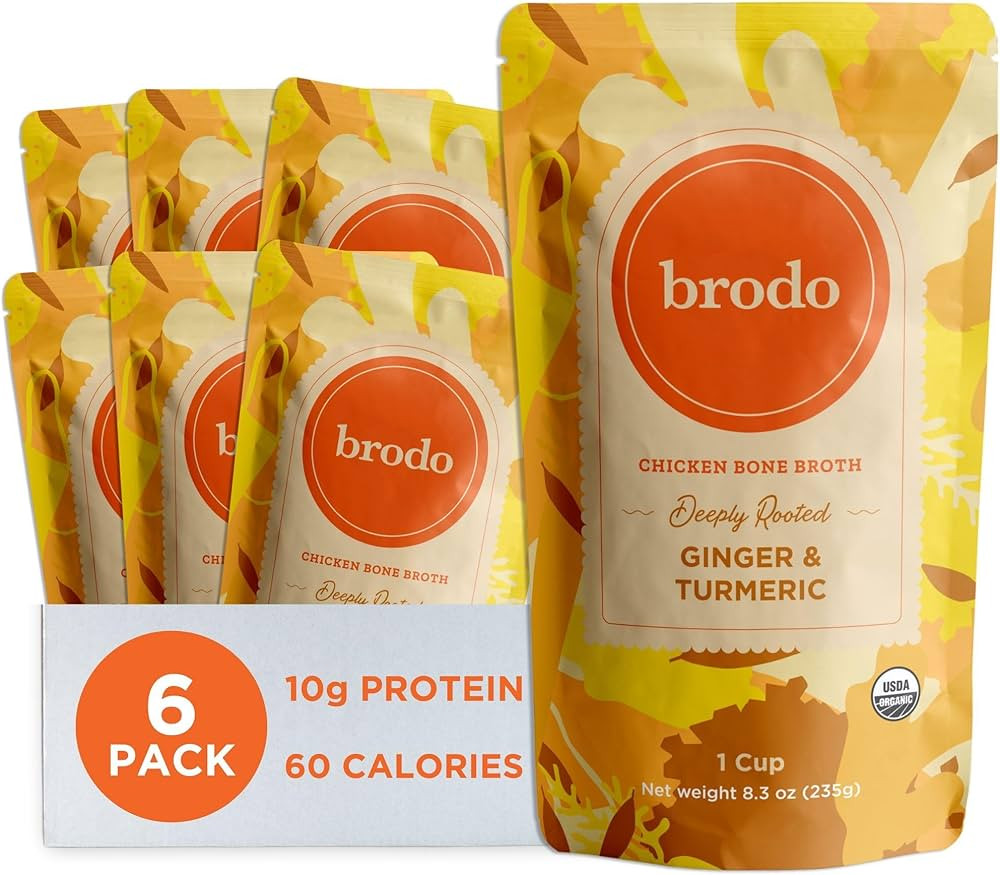 Brodo Deeply Rooted Organic Chicken Broth with Turmeric & Ginger, Nutrient-Rich Chicken Bone Brot... | Amazon (US)