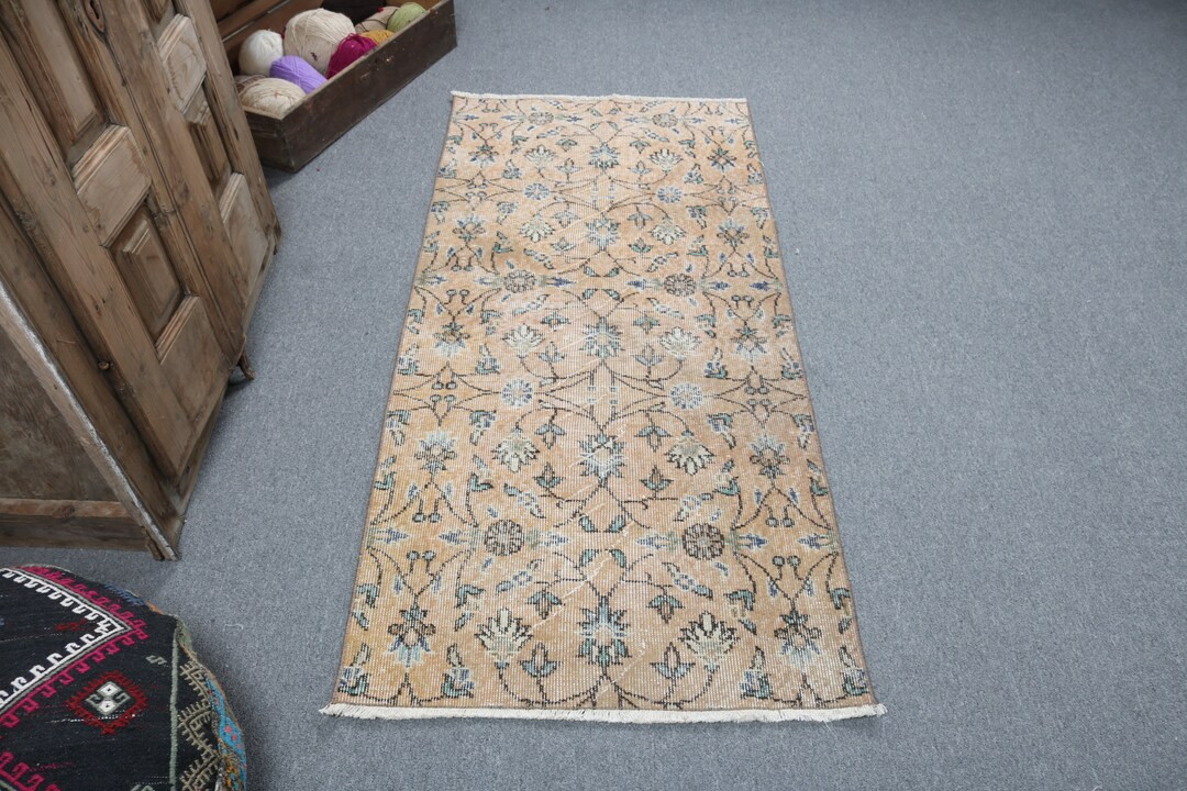 Vintage Rug, Turkish Rug, 2.5x5.5 ft Small Rugs, Oushak Rug, Rugs For Wall Hanging, Orange Floor ... | Etsy (US)