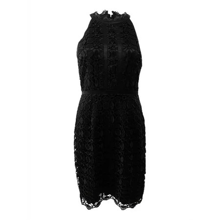 Adrianna Papell Women s Guipere Lace Halter Dress (8 Black) | Walmart (US)