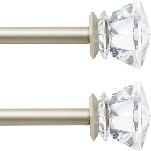 QITERI Curtain Rod 28 to 48 inch for Windows 2 Pack,Curtain Rods with Acrylic Diamond Finials | Amazon (US)