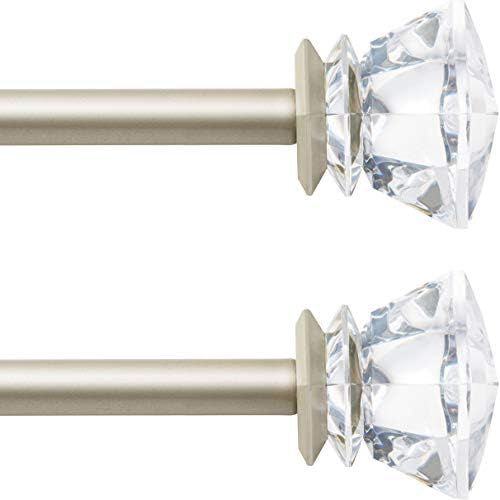 QITERI Curtain Rod 28 to 48 inch for Windows 2 Pack,Curtain Rods with Acrylic Diamond Finials,3/4... | Amazon (US)
