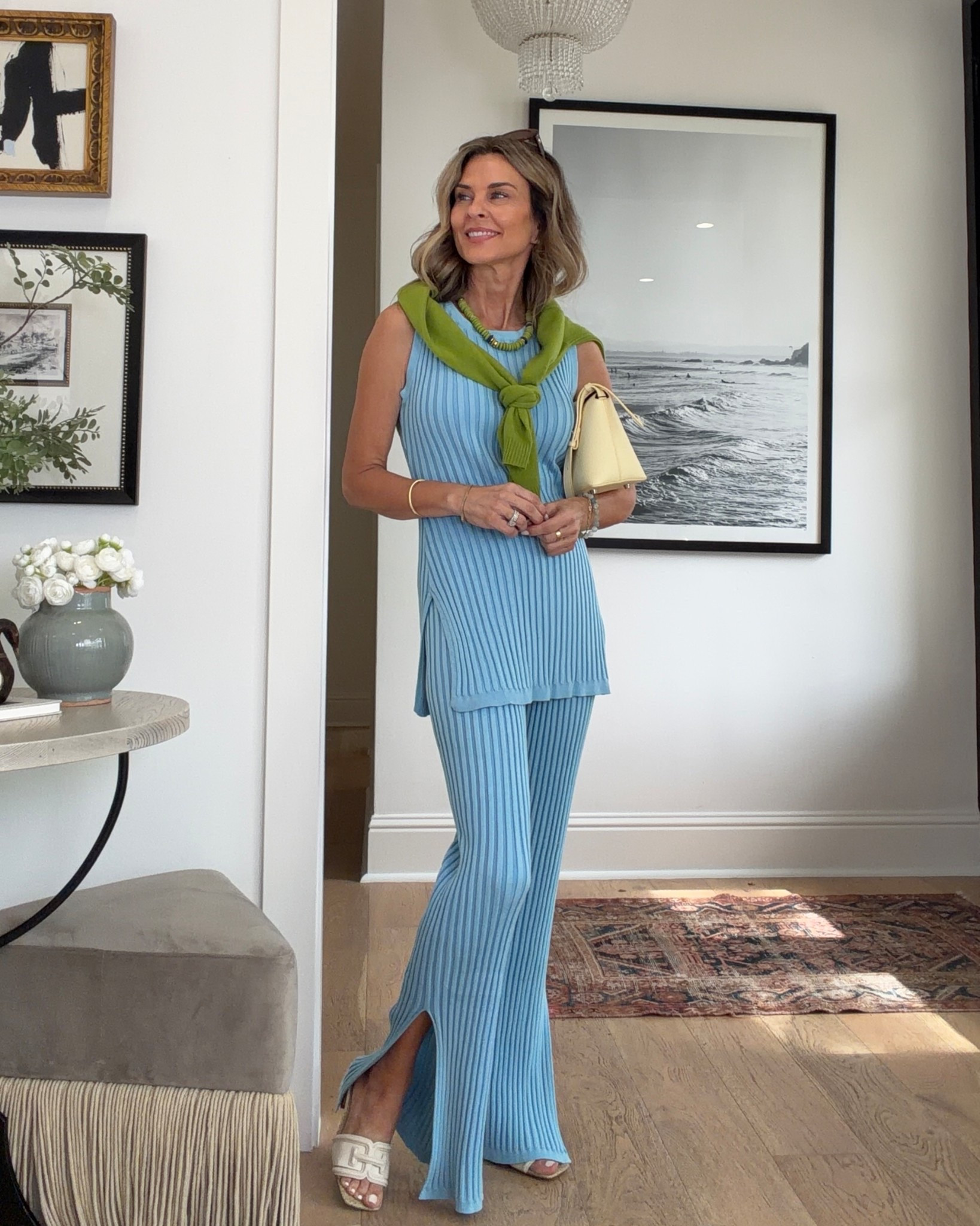 I’m 5’6’’.

Use for Discount Code TammySave35 at VICI
-Blue knit top S
-VICI blue knit pants size XS
-Butter yellow bag for Spring! 

#LTKSeasonal #LTKootd #LTKOver40