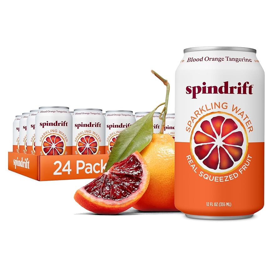 Spindrift Sparkling Water, Blood Orange Tangerine Flavored, Made with Real Squeezed Fruit, 12 Fl ... | Amazon (US)