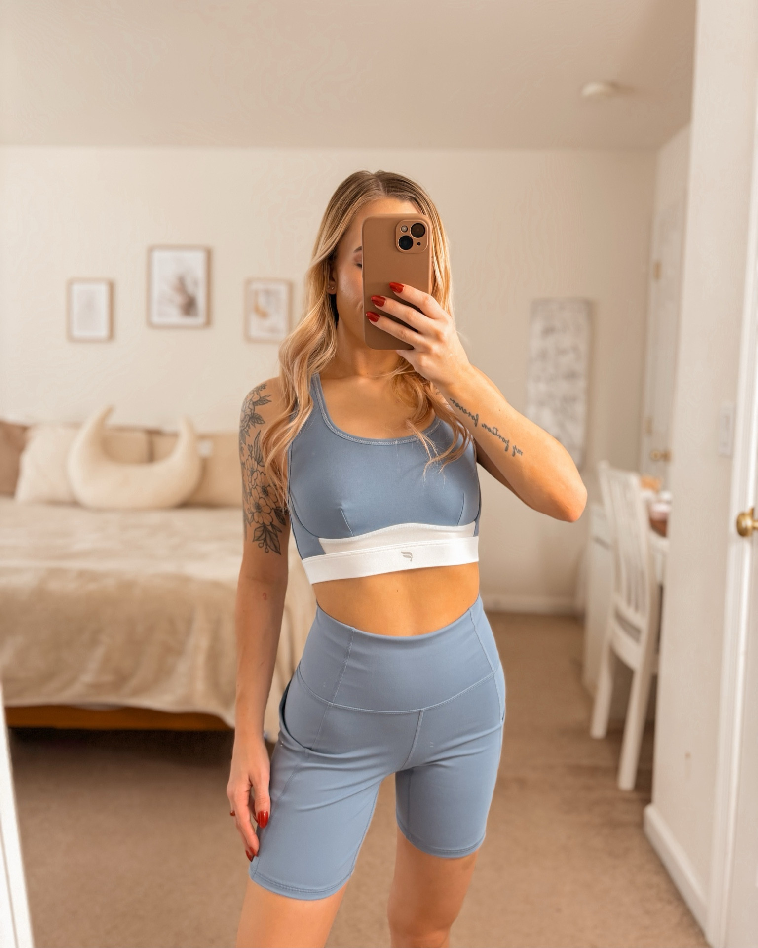 Fabletics Set, Blue Athletic Wear, Sports Bra, Bike Shorts 

#LTKfitness #LTKsalealert #LTKfindsunder50